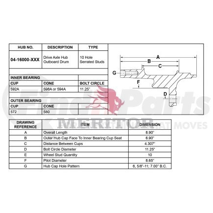 16160001001 by MERITOR - AY-HUB/ROTOR