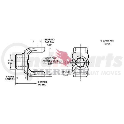 16N43681 by MERITOR - Meritor Genuine 16N Series End Yoke