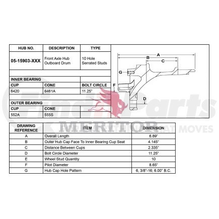 1715903050 by MERITOR - AY-FRT HUB/RTR