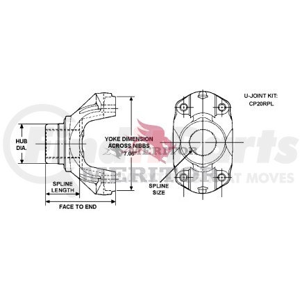 20WYS38 10A by MERITOR - END YOKE