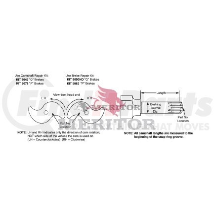 2210H5390 by MERITOR - CAMSHAFT/LH