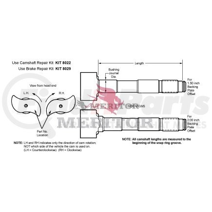 2210Y6733 by MERITOR - CAMSHAFT/LH