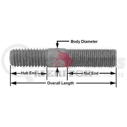 4X1628 by MERITOR - Meritor Genuine Wheel End Hardware - Wheel Stud