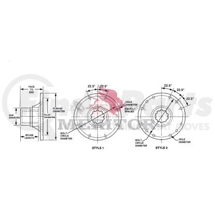 Meritor 5WCS38 23A2 Drive Shaft End Yoke COMP FLANGE