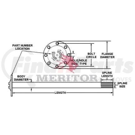 3206Q1499 by MERITOR - AXLE SHAFT