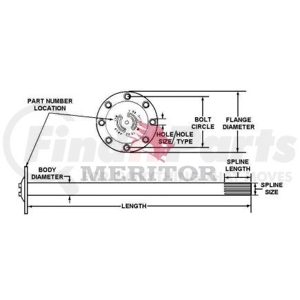 3202A8815 by MERITOR - AXLE SHAFT