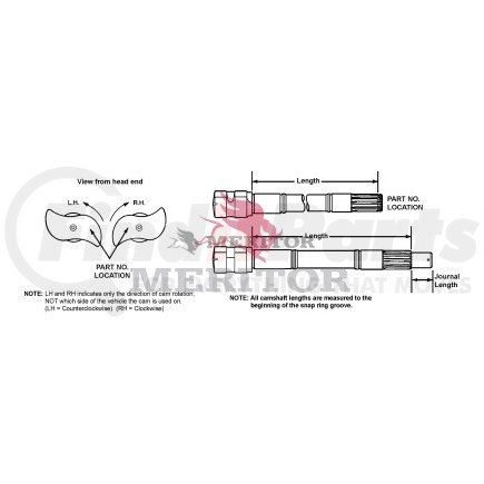 2210X6524 by MERITOR - Air Brake Camshaft - S - Camshaft