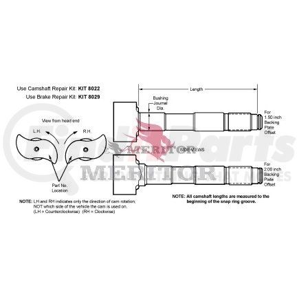 2210F6740 by MERITOR - CAMSHAFT/RH