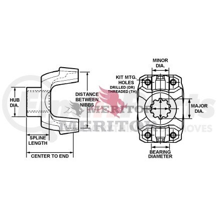 170TYS38 1A by MERITOR - END YOKE