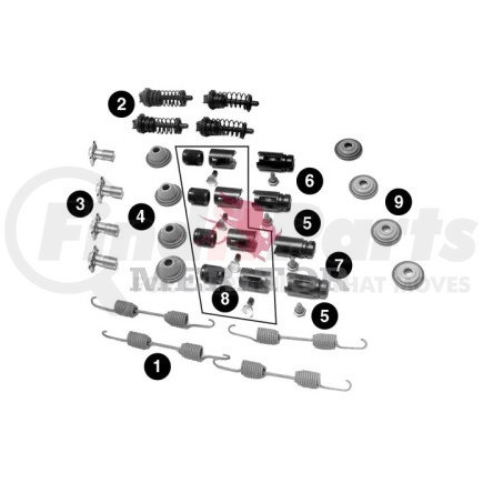 KIT1105B by MERITOR - Drum Brake Hardware Kit - Wedge Brakes, 15 in. Brake Drum Diameter