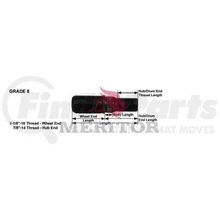 R005922R by MERITOR - STUD-R.H.