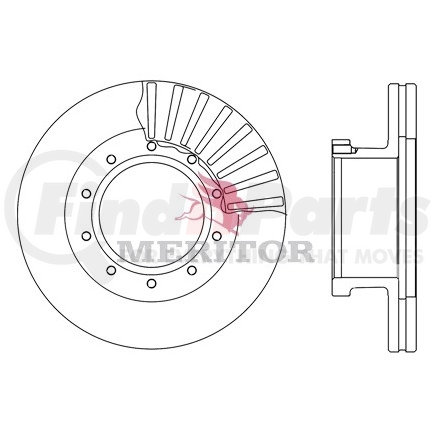 M44D76603 by MERITOR - Disc Brake Rotor - 17.1 in. Outside Diameter, U-Shaped Rotor