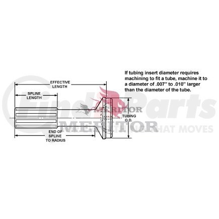 PS 28 16 13 by MERITOR - Driveline Spline Plug - 7.50" Length, 16 Spline, 3.32" Tubing Insert Dia.