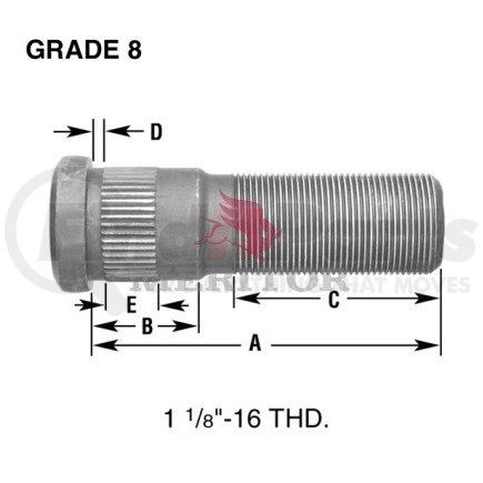 Meritor R001607L Wheel End Hardware - Wheel Stud, Single End, LH