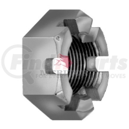 R301354 by MERITOR - Spindle Nut - 1-1/8 in.-12, Thread, 1-21/32 in. Hex, 15/16 in. High, Slotted