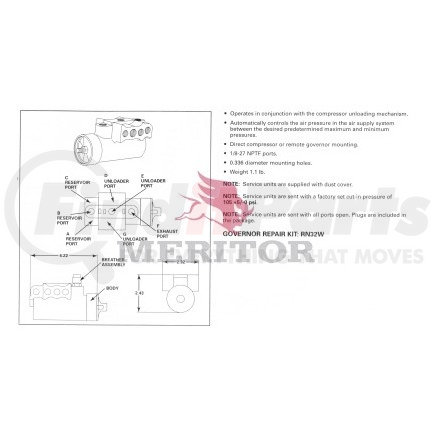 RKN18532 by MERITOR - AIR SYS - VALVE, GOVERNOR
