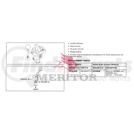 RKN20590 by MERITOR - AIR SYS - VALVE, CONTROL