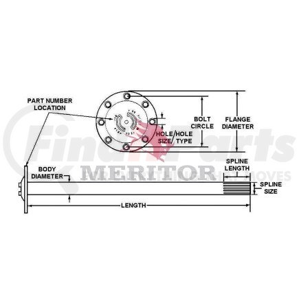 3202F8196 by MERITOR - Meritor Genuine Axle Shaft
