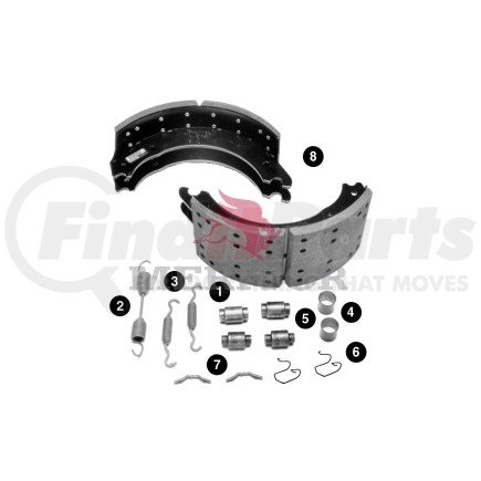 XKMG14515Q by MERITOR - Drum Brake Shoe Kit - 7.00" Width, Platinum Shield III Coating, for 16.50" Brake