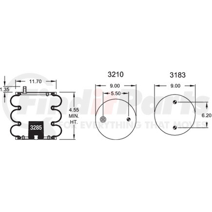 W013588032 by FIRESTONE - Air Spring Triple Convoluted 38