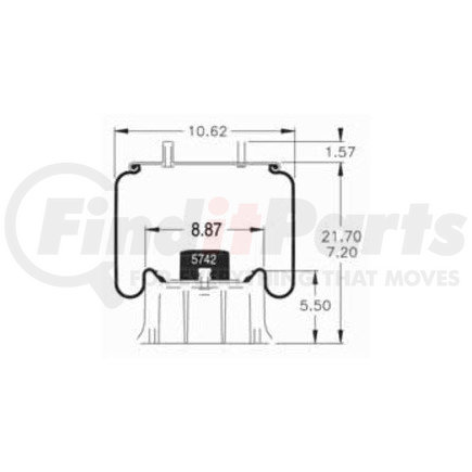 W013589121 by FIRESTONE - Air Spring - 21.70" Extended, 7.20" Compressed, 11.31" Wdith Top Plate, Reversible Sleeve