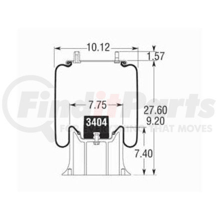 W013589367 by FIRESTONE - Air Spring - 27.60" Extended, 6.20" Compressed, 9.00" Wdith Top Plate, Reversible Sleeve