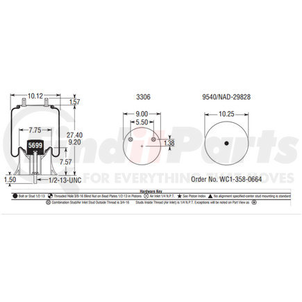 W013589645 by FIRESTONE - Airide Air Spring Reversible Sleeve 1T15MBTW-12