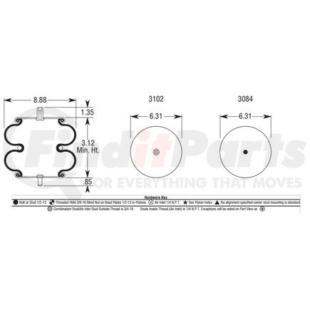 W013586897 by FIRESTONE - Airide Air Spring Double Convoluted 20