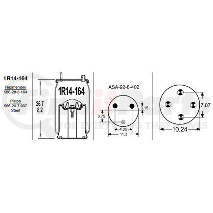 Stemco 1R14-164 Suspension Air Spring Kit Super Cushion® Rolling Lobe Air Springs