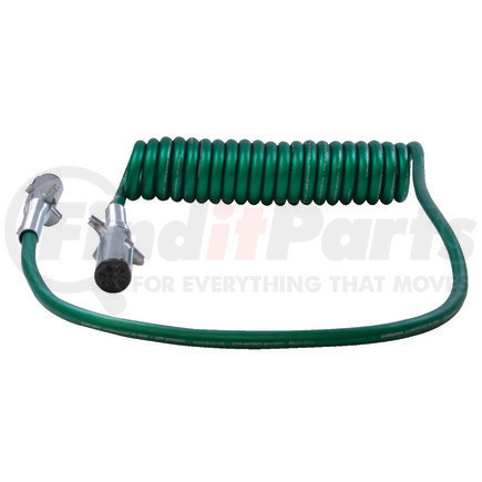 37039 by TECTRAN - Trailer Power Cable - 15 ft., 7-Way, Powercoil, ABS, Green, with Spring Guards