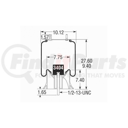 W013589370 by FIRESTONE - Air Spring - 27.60" Extended, 9.40" Compressed, 9.00" Wdith Top Plate, Reversible Sleeve