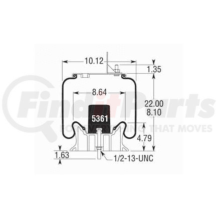 W013589375 by FIRESTONE - Air Spring - 22.00" Extended, 8.10" Compressed, 9.00" Wdith Top Plate, Reversible Sleeve