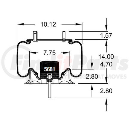 W013589807 by FIRESTONE - Air Spring - 14.00" Extended, 4.70" Compressed, 9.00" Width Top Plate, Reversible Sleeve