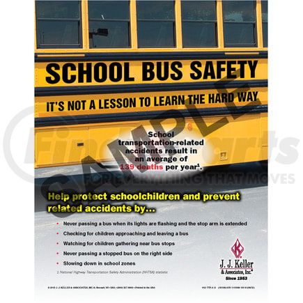 JJ Keller 18149 School Bus Safety - Transportation Safety Poster - "It's Not a Lesson to Learn the Hard Way" "School Bus