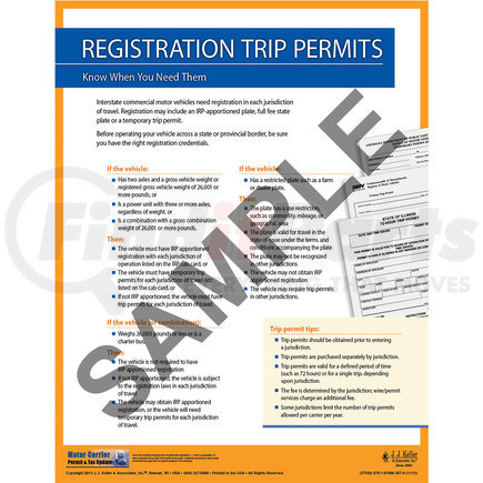 27542 by JJ KELLER - Trip Permits - Motor Carrier Safety Poster "Registration Trip Permits"