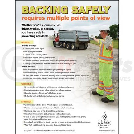 26188 by JJ KELLER - Backing - Construction Safety Poster - "Backing Safely" "Backing Safely Requires Multiple Points of View"