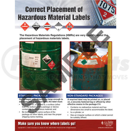 37392 by JJ KELLER - Hazardous Material Labels - Hazmat Transportation Poster "Correct Placement of Hazardous Material Labels"