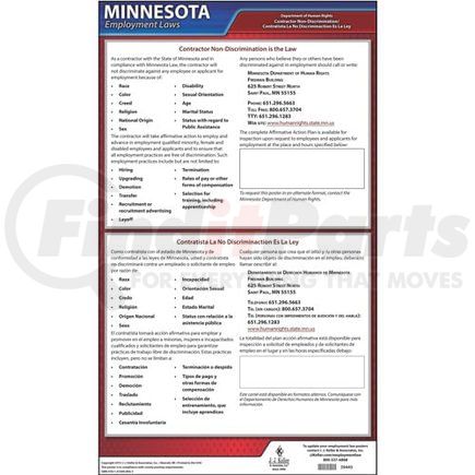 JJ Keller 39445 Minnesota Contractor Non-Discrimination Poster Laminated Poster