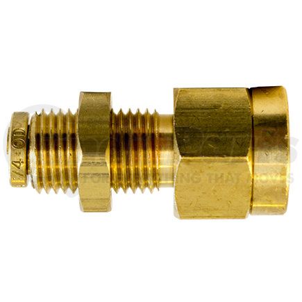 87117 by TECTRAN - Bulkhead Union Fitting - 3/8 in. Tube, 1/4 in. Thread, Brass, Push-Lock