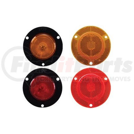 MC52RXB by OPTRONICS - 2” red recess flange mount marker/clearance light with built-in reflex (Representative Image)