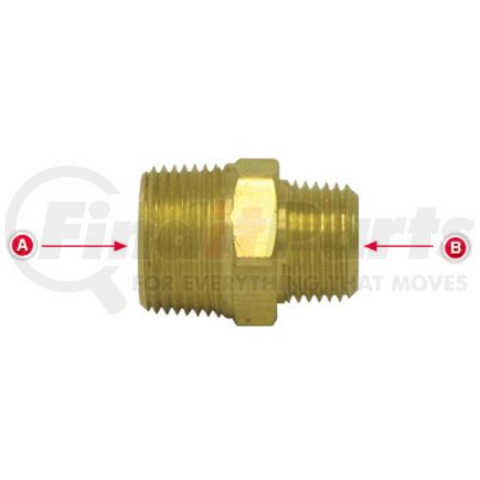 88185 by TECTRAN - Air Brake Reduction Nipple - Brass, 3/8 in. Pipe Thread A, 3/8 in. Pipe Thread B