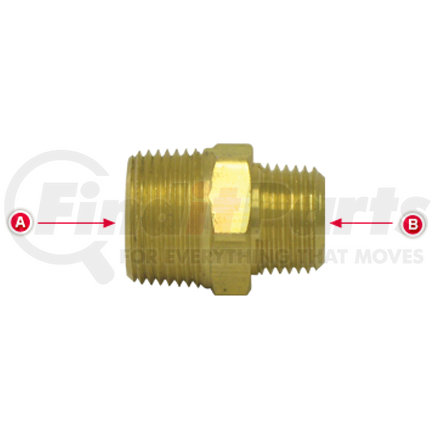 88188 by TECTRAN - Air Brake Reduction Nipple - Brass, 1/2 in. Pipe Thread A, 1/2 in. Pipe Thread B