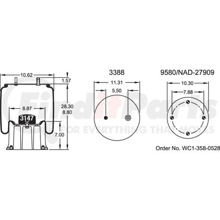 W013585503 by FIRESTONE - Airide Air Spring Reversible Sleeve 1T19F-12