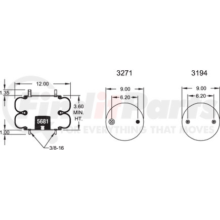 W013587555 by FIRESTONE - Airide Air Spring Double Convoluted 228-1.5