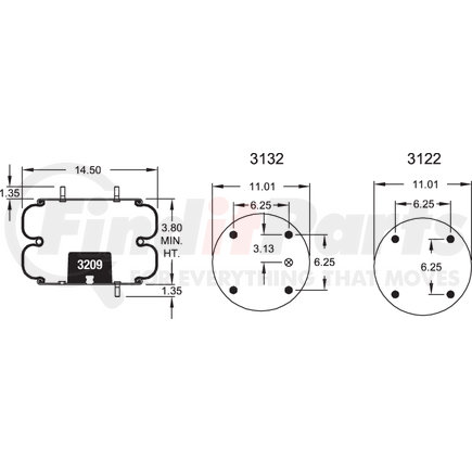 W013587782 by FIRESTONE - Airide Air Spring Double Convoluted 233-2