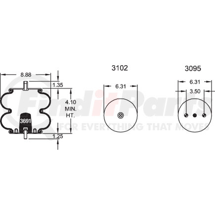 W013587788 by FIRESTONE - Airide Air Spring Double Convoluted 20