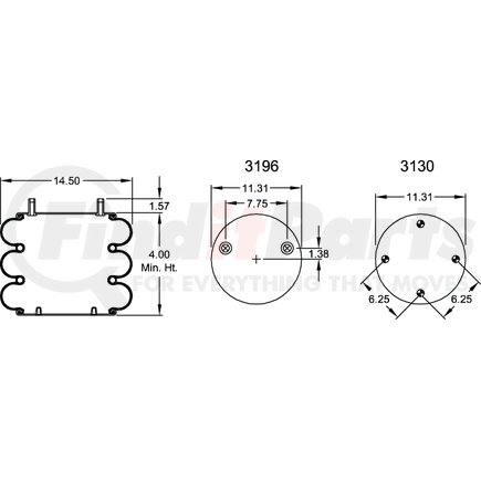 W013587862 by FIRESTONE - Air Spring Triple Convoluted 333