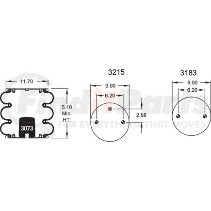 W013588030 by FIRESTONE - Air Spring Triple Convoluted 38