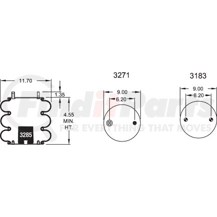 W013588039 by FIRESTONE - Air Spring Triple Convoluted 354