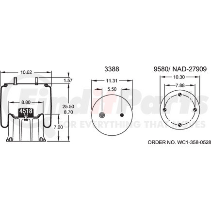 W013588781 by FIRESTONE - Airide Air Spring Reversible Sleeve 1T19F-9